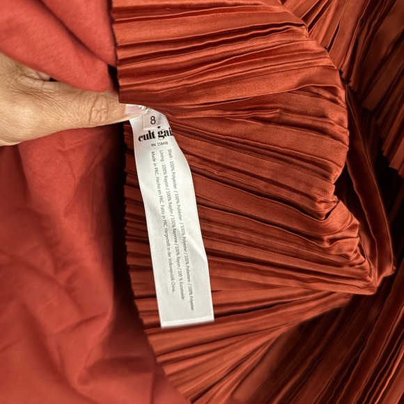 Cult Gaia Charlique Pleated Plisse Satin Strapless Mini Dress Copper - Picture 11 of 13